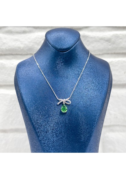 Damla Zümrüt Papyon Gümüş Kolye