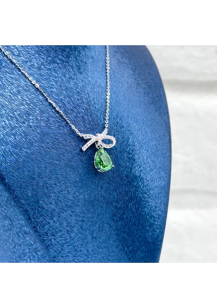 Damla Zümrüt Papyon Gümüş Kolye