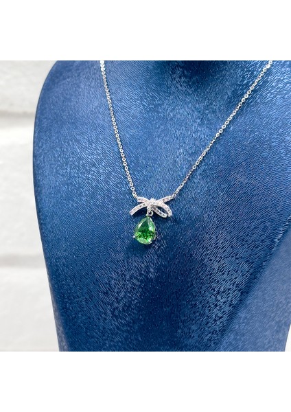 Damla Zümrüt Papyon Gümüş Kolye