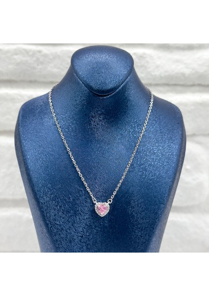 Pembe Kuvars Gümüş Kolye