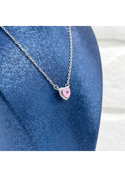 Pembe Kuvars Gümüş Kolye