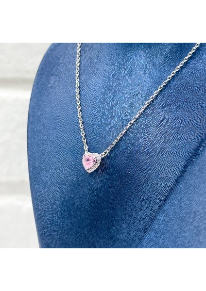 Pembe Kuvars Gümüş Kolye