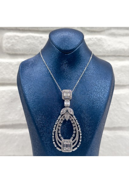 Özel Üretim Pırlanta Montür Baget Gümüş Kolye