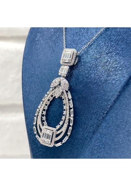 Özel Üretim Pırlanta Montür Baget Gümüş Kolye modelleri