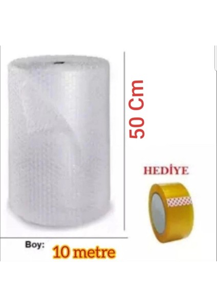 Balonlu Ambalaj Naylonu Pat Pat 50 cm x 10 Metre 40 gr Baloncuklu Havalı Pıtpıt (Koli Bandı Hediye)