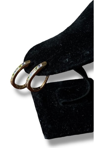 Klasik Oval Halka Sıra Taşlı Çelik Küpe fiyatları