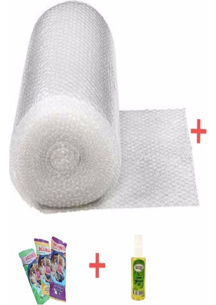 Balonlu Naylon Pat Pat 50CMX10M + Sprey Kolonya + Islak Mendil