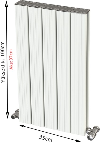 Argus Alüminyum Radyatör 1000 x 350 (5 Dilim) Kırık Beyaz