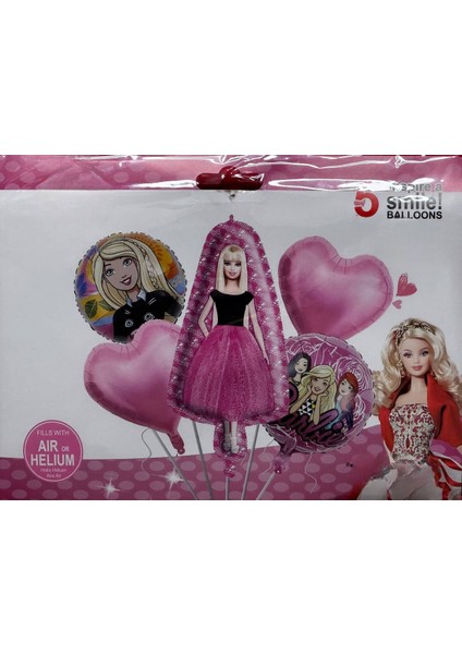 Barbie Temalı 5li Folyo Balon Seti