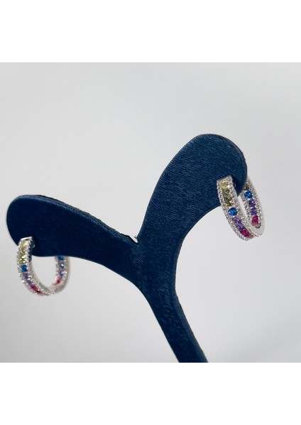 Mix Taşlı Doğaltaş Gümüş Küpe