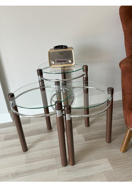 Yonca Zigon Sehpa Ahşap ve Metal Şeffaf Cam modelleri