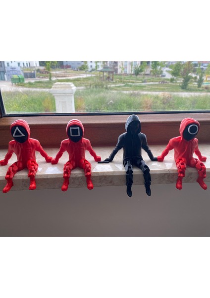 Squid Game Front Man ve Muhafız Seti, 3D Baskı Squid Game Askerleri 4'lü Set