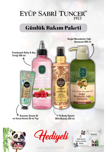 Summer Dream Krem - Vücut Spreyi Wild Beauty - Frambuaz Tonik - Macadamia Şampuan ve Rosie Mendil