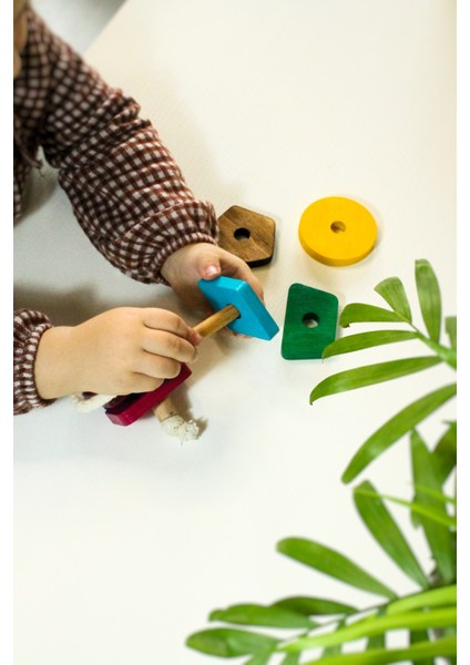 7 Parça Renkli Eğitici Oyuncak - Montessori- Ahşap Oyuncak - Eğitici Oyuncak - ip Geçirme Oyunu modelleri