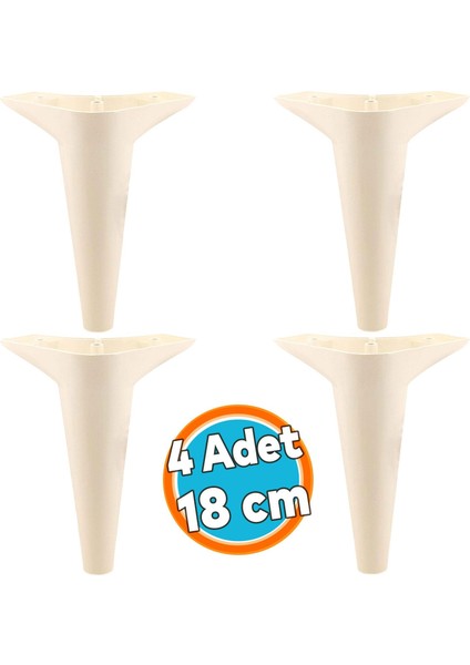 Mobilya Kanepe Sehpa Tv Ünitesi Koltuk Ayağı 18 cm Krem Baza Ayak 4 Adet