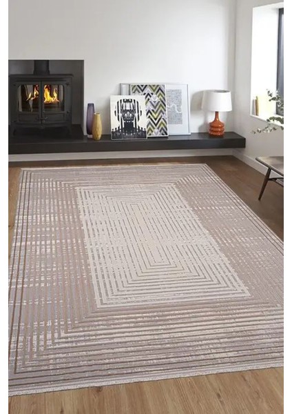 Buket Bej Renk Halı Vizon Halı Eskitme Çerçeveli Desen Sade Renk Yumuşak Modern Salon Halısı fiyatları