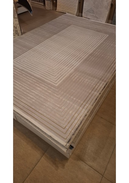 Buket Bej Renk Halı Vizon Halı Eskitme Çerçeveli Desen Sade Renk Yumuşak Modern Salon Halısı indirimleri