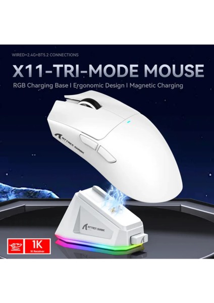 X11 Superlıght 22000 Dpı PAW3311 Şarj Istasyonuna Sahip Kablosuz Oyuncu Faresi