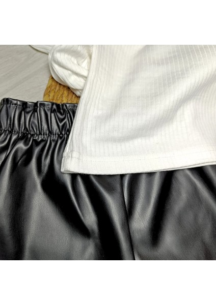 Kız Çocuk Deri Şortlu Bluzlu Ikili Takım fiyatları