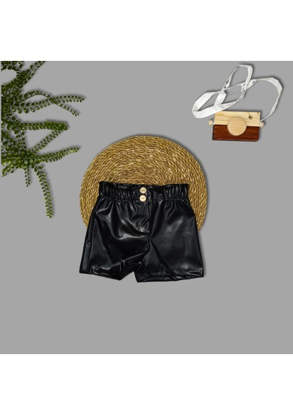 Kız Çocuk Deri Şortlu Bluzlu Ikili Takım modelleri
