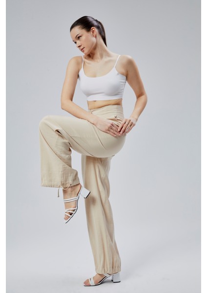 Bej Salaş Kesim Modal Dokuma Pantolon