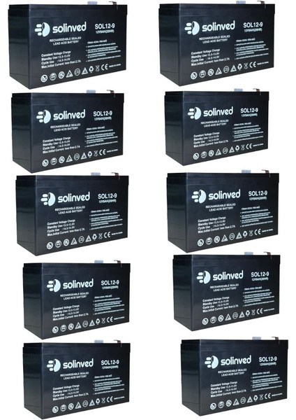 12V 9AH Ups ve Alarm Aküsü 2 Yıl Garantili (10 Adet)