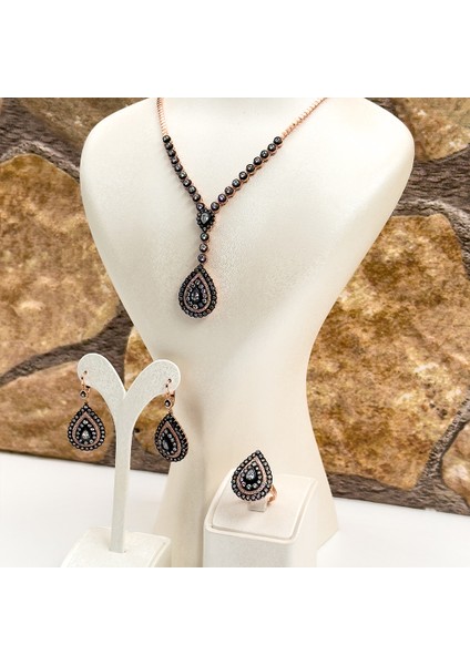 Elmas Montür Rosegold Özel Üretim Gümüş Set Takım - LVRSET12