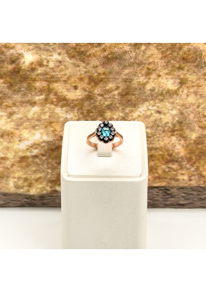 Elmas Montür Rosegold Aquamarin Gümüş Set Takım modelleri