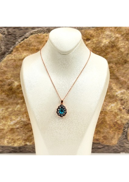 Elmas Montür Rosegold Aquamarin Gümüş Set Takım indirimleri