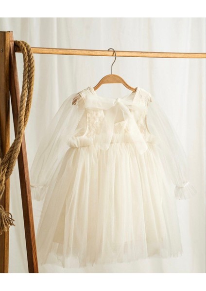 Bayramlık Kabarık Etekli Ekru Kız Elbisesi Şık Parti Kız Elbisesi fırsatları