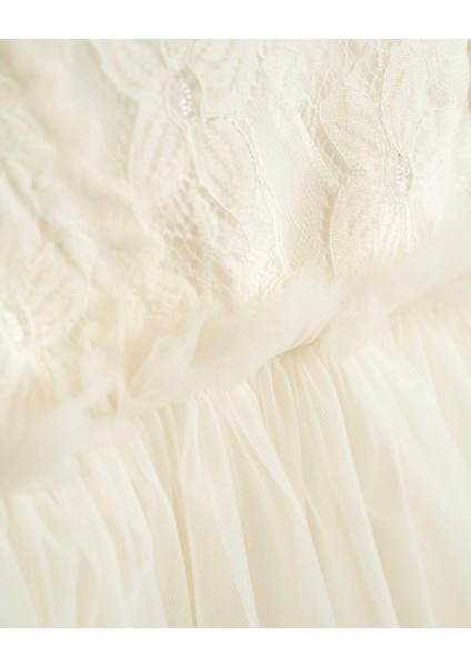 Bayramlık Kabarık Etekli Ekru Kız Elbisesi Şık Parti Kız Elbisesi indirimleri