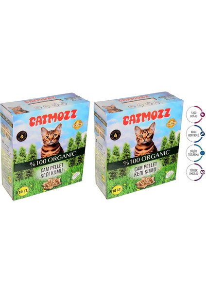 Doğal Organik Çam Peleti Kedi Kumu 10 Lt x 2 Adet