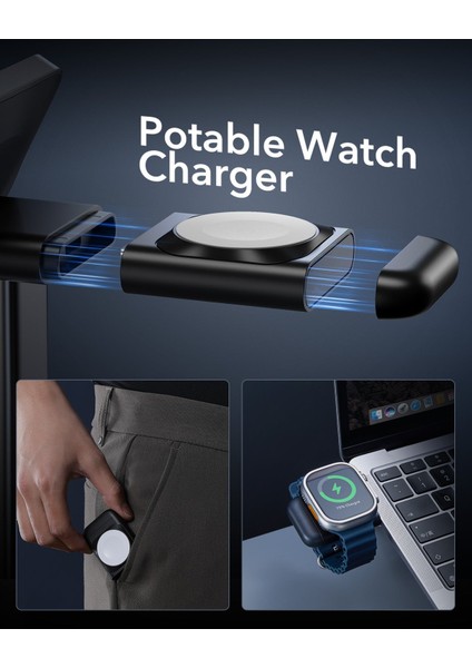 Halolock Qi2 3 In 1 Iphone + Airpods + Apple Watch Magsafe Şarj Standı Siyah ( Apple Mfm Lisans ) + ( 20W Şarj Adaptör ile Gelir )