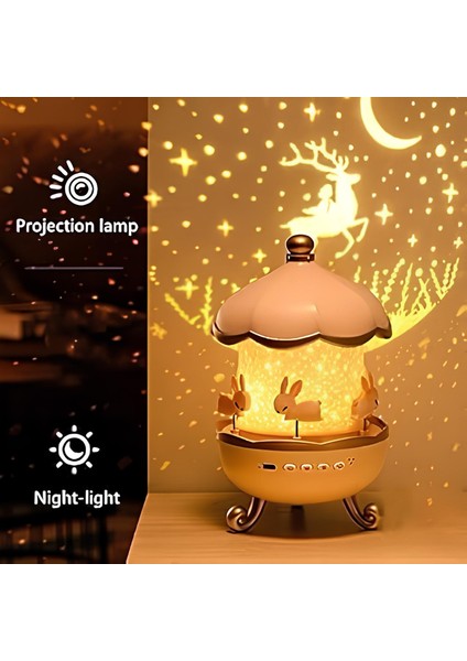 Nomtekno/masal Mini Gökyüzü Çocuklar Için Gece Lambası Projektör Hoparlör