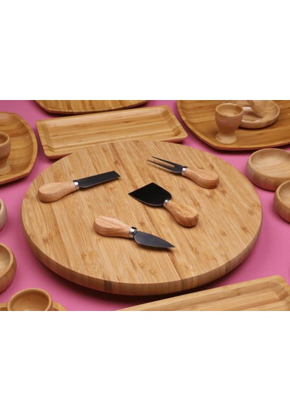 Bambu Vista 6 Kişilik 47 Parça Doğal Bambu Kahvaltı Takımı - Kahvaltı Seti Sunum Seti