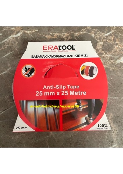 Kırmızı Merdiven Kaydırmaz Bant Zemin Kaydırmaz Bandı 25MM 25MT