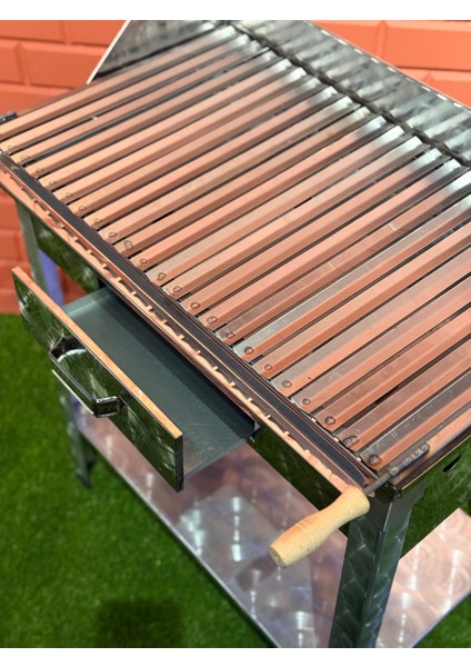70X40 Paslanmaz Krom Portatif Ayaklı 2mm Oluklu Izgaralı Mangal modelleri