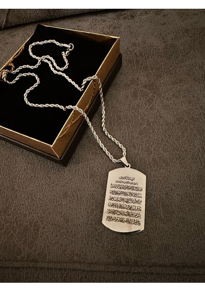Ayetel Kürsi Yazılı Çelik Kolye (316 Paslanmaz Çelik) fiyatları