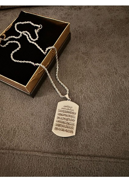 Ayetel Kürsi Yazılı Çelik Kolye (316 Paslanmaz Çelik) indirimleri