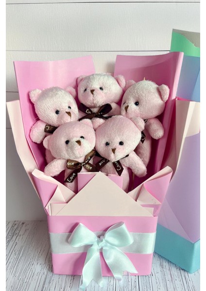 Sevgiliye Özel Pembe Konsept Romantik Peluş Ayıcık Buketi fırsatları