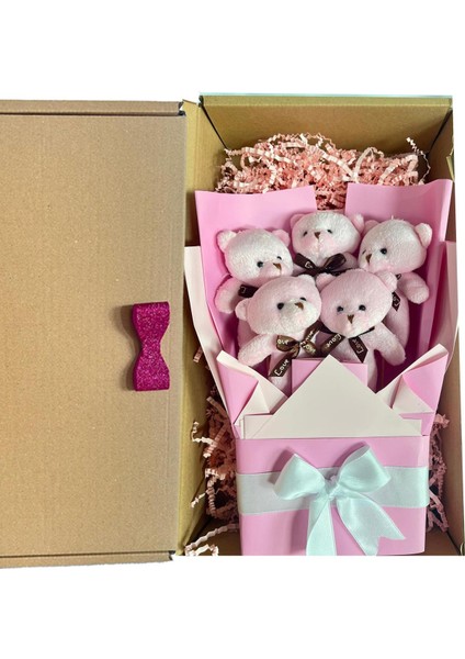 Sevgiliye Özel Pembe Konsept Romantik Peluş Ayıcık Buketi indirimleri