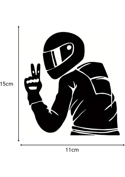 Siyah Motosiklet Sticker 15X11CM