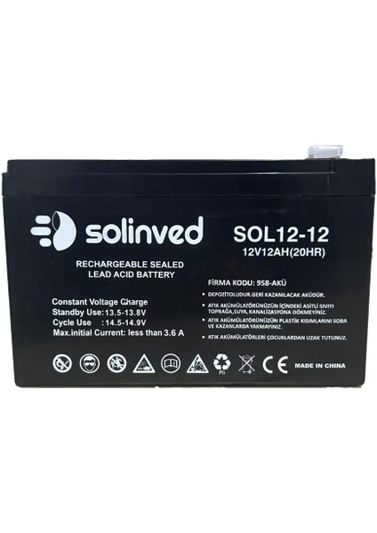 12V 12AH Ups ve Alarm Aküsü 2 Yıl Garantili