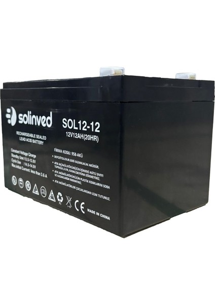 12V 12AH Ups ve Alarm Aküsü 2 Yıl Garantili