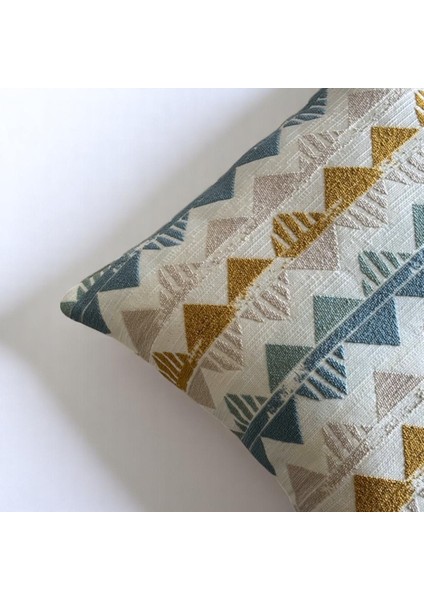 Oslo Geometrik Desenli Natural Kare Dekoratif Kırlent Kılıfı - Çok Renkli 45 x 45 fiyatları
