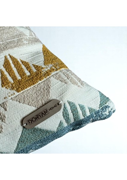 Oslo Geometrik Desenli Natural Kare Dekoratif Kırlent Kılıfı - Çok Renkli 45 x 45 indirimleri