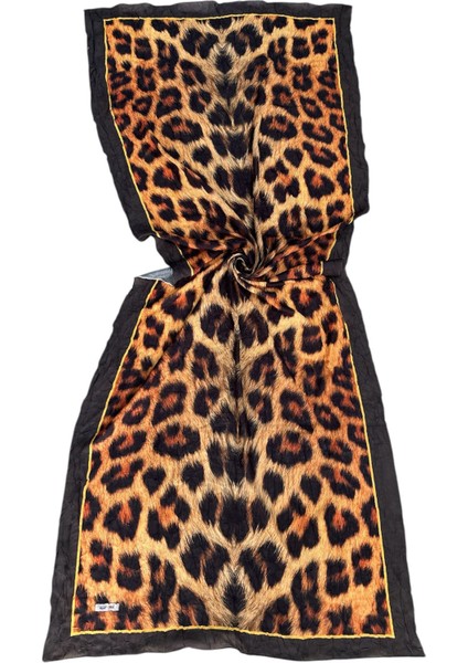 Leopar Desen Bambu Kraş Şal Siyah Leopar Renk