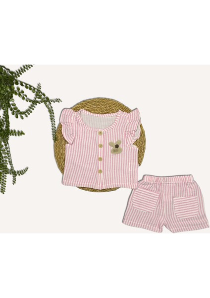 Kız Bebek Müslin-Aksesuarlı Ikili Takım