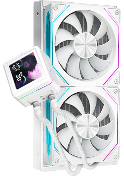 Aquaforge 240 Intel-Amd 240MM LCD Ekranlı Argb Beyaz Sıvı Soğutucu