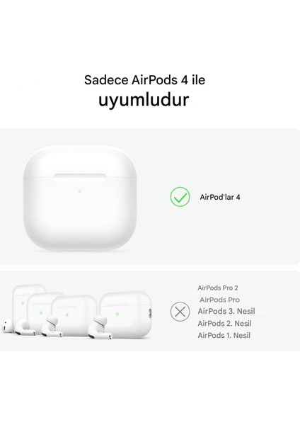 Apple AirPods 4.nesil Uyumlu Kız Kadın Lüks Inci Anahtarlık Sevimli Sert Silikon Koruma Kılıf